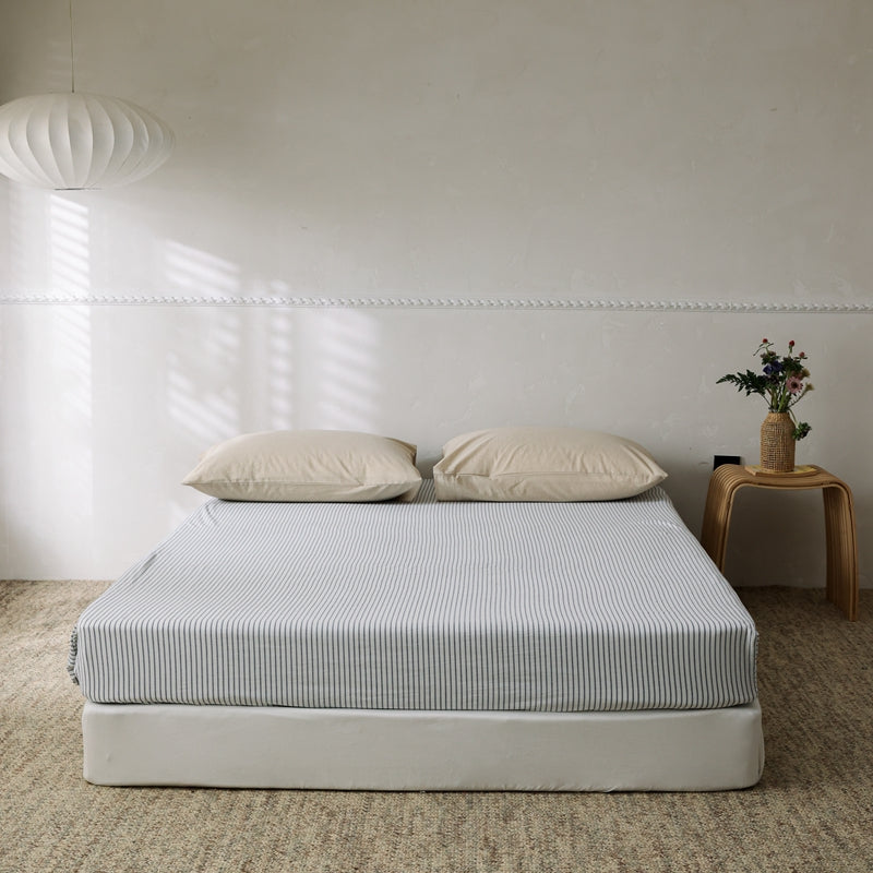 Obsidian — The Linear Premium Washed Cotton Sheets
