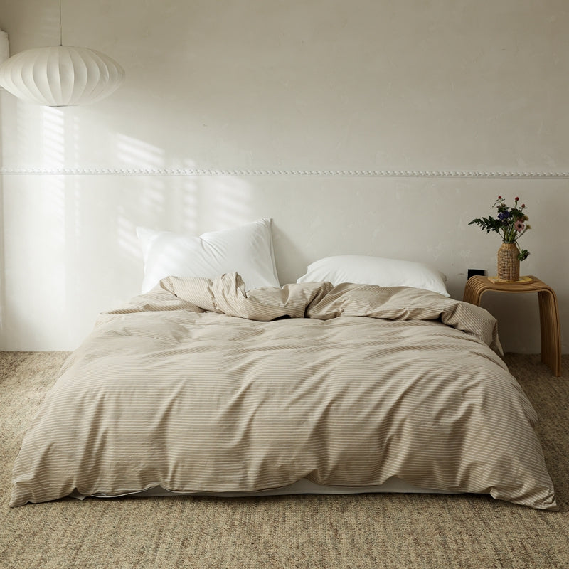 Amber Soil — The Linear Premium Washed Cotton Duvet Cover