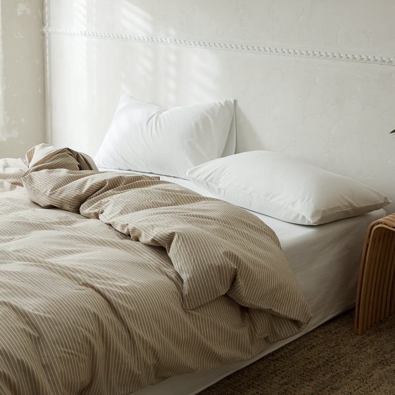 Amber Soil — The Linear Premium Washed Cotton Duvet Cover