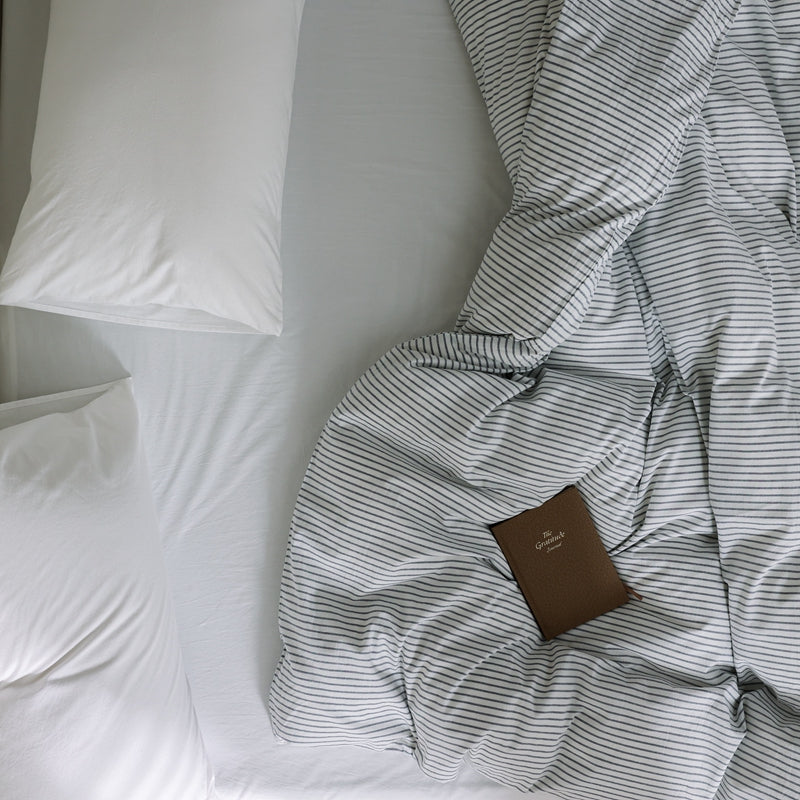 Obsidian — The Linear Premium Washed Cotton Duvet Cover
