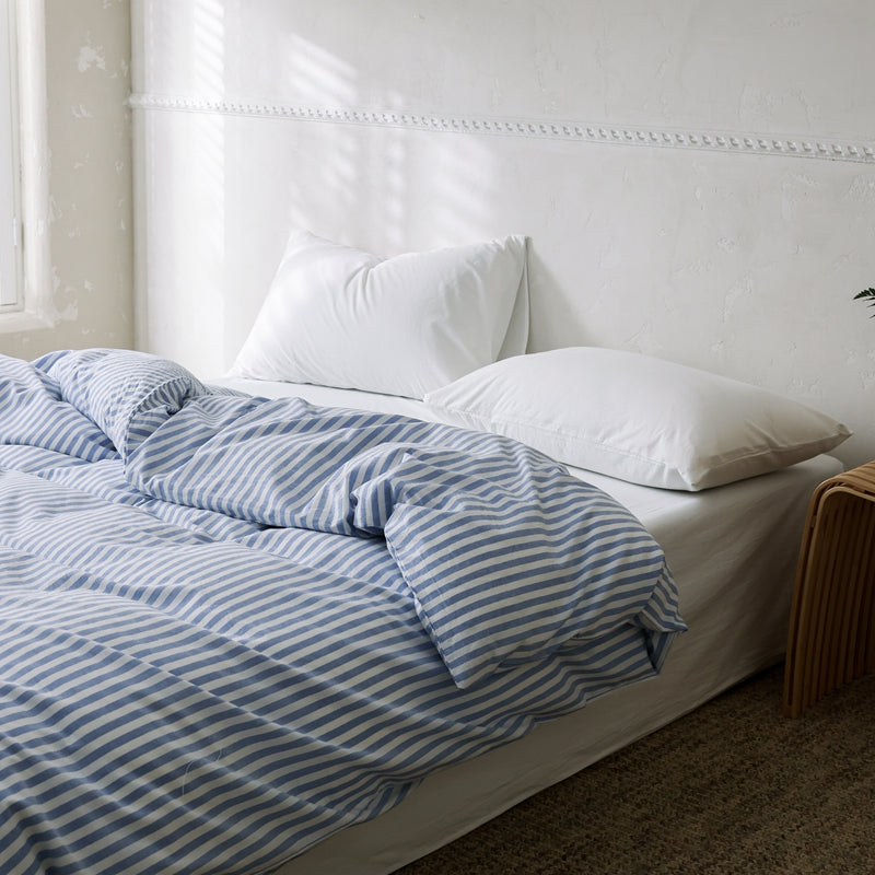 Deep Horizon — The Linear Premium Washed Cotton Duvet Cover
