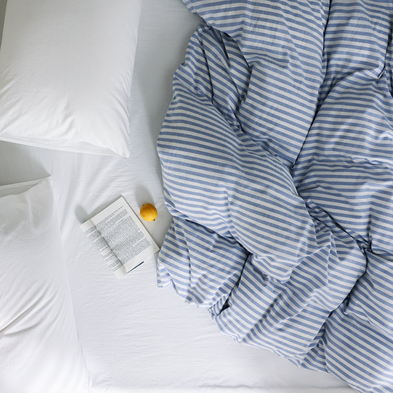 Deep Horizon — The Linear Premium Washed Cotton Duvet Cover