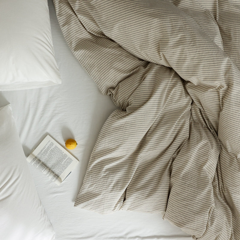 Desert Sand — The Linear Premium Washed Cotton Duvet Cover